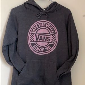 Vans “off the wall” grey and pink hoodie